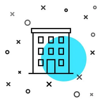 Black line Multi storey building icon isolated on white background. Random Ilustración de archivo