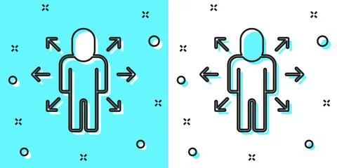Black line Multitasking manager working icon isolated on green and white Stockillustratie