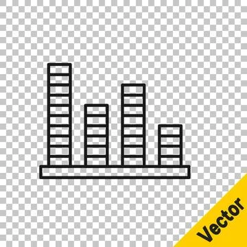 Black line Music equalizer icon isolated on transparent background. Sound w.. Stock Illustration
