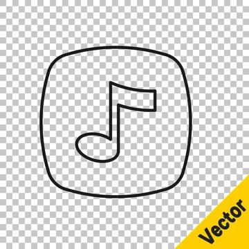 Black line Music note, tone icon isolated on transparent background.  Vector Stock Illustration