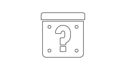 Black line Mystery box or random loot box for games icon isolated on white Stock Footage 167510548