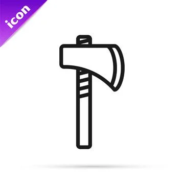 Black line Native american tomahawk axe icon isolated on white background Stock Illustration