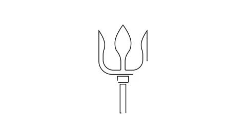 Black line Neptune Trident icon isolated on white background. 4K Video motion Stock Footage 148450708