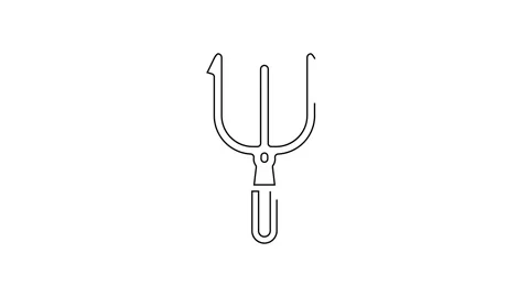 Black line Neptune Trident icon isolated on white background. 4K Video motion Stock Footage 156437244