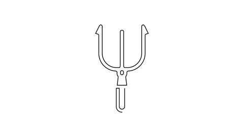Black line Neptune Trident icon isolated on white background. 4K Video motion Stock Footage 160294794