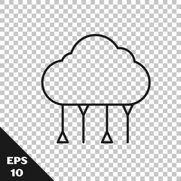 Black line Network cloud connection icon isolated on transparent background Illustrazione stock