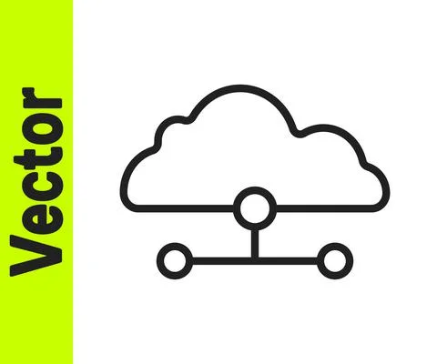 Black line Network cloud connection icon isolated on white background. Social Stockillustratie