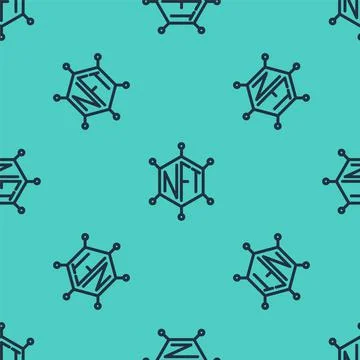 Black line NFT blockchain technology icon isolated seamless pattern on green  Stock Illustration