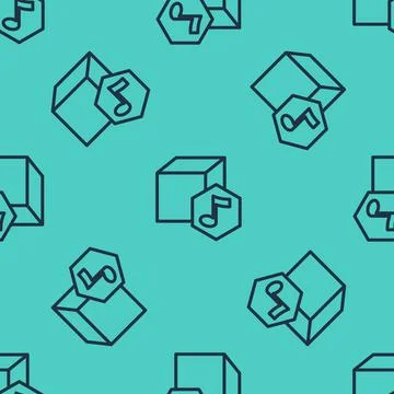 Black line NFT Digital crypto art icon isolated seamless pattern on green Stock Illustration