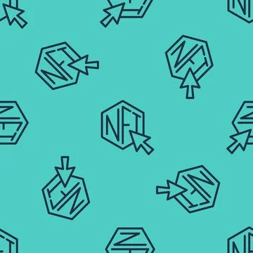 Black line NFT Digital crypto art icon isolated seamless pattern on green Stockillustratie