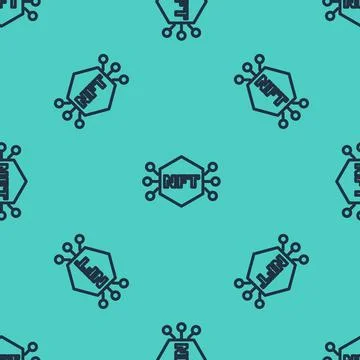 Black line NFT Digital crypto art icon isolated seamless pattern on green b.. Stock Illustration