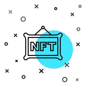 Black line NFT Digital crypto art icon isolated on white background. Non fu.. 스톡 일러스트