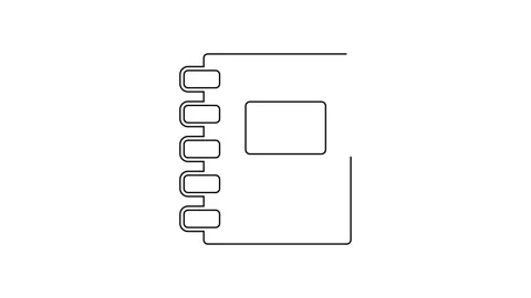 Black line Notebook icon isolated on white background. Spiral notepad icon Video stock 154734457