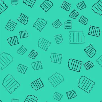 Black line Notebook icon isolated seamless pattern on green background. Spi.. Stock Illustration