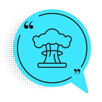 Black line Nuclear explosion icon isolated on white background. Atomic bomb.  Illustrazione stock
