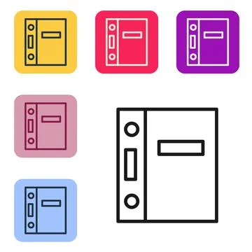 Black line Office folders with papers and documents icon isolated on white イラスト素材