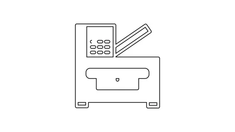 Black line Office multifunction printer copy machine icon isolated on white 動画素材 160274963