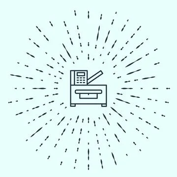 Black line Office multifunction printer copy machine icon isolated on grey Stock Illustration