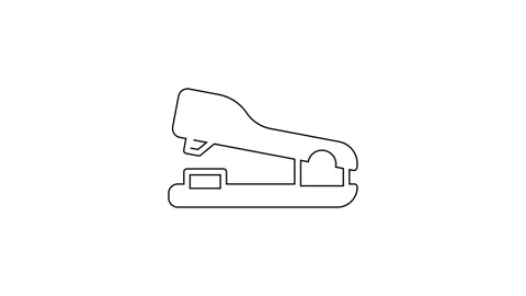 Black line Office stapler icon isolated on white background. Stapler, staple Stock Footage 159291545