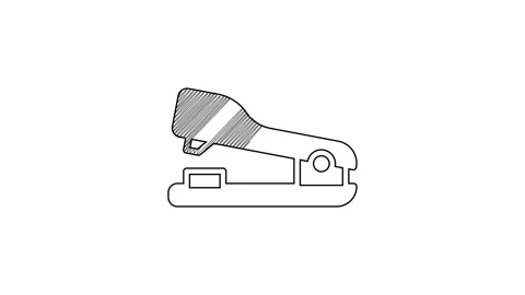 Black line Office stapler icon isolated on white background. Stapler, staple Stock Footage 201612529