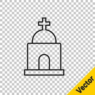 Black line Old crypt icon isolated on transparent background. Cemetery symbol Ilustración de archivo