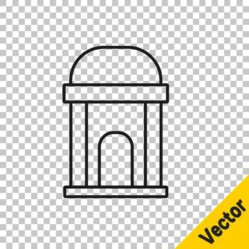 Black line Old crypt icon isolated on transparent background. Cemetery symbol Ilustración de archivo
