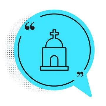 Black line Old crypt icon isolated on white background. Cemetery symbol. Ossuary Ilustración de archivo