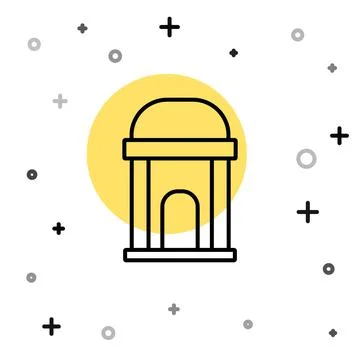 Black line Old crypt icon isolated on white background. Cemetery symbol. Ossuary Ilustración de archivo