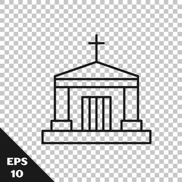 Black line Old crypt icon isolated on transparent background. Cemetery symbol Ilustración de archivo