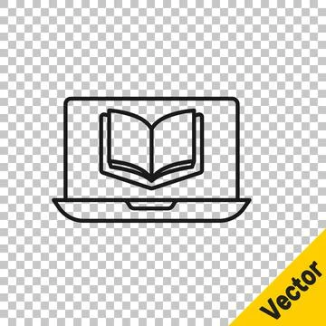 Black line Online class icon isolated on transparent background. Online イラスト素材