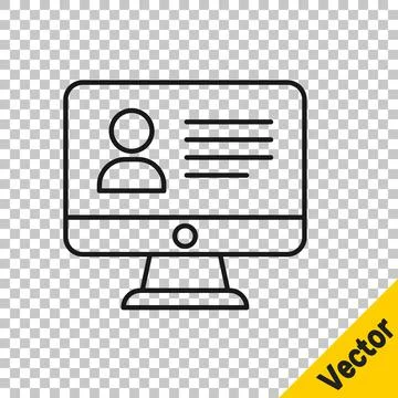 Black line Online class icon isolated on transparent background. Online イラスト素材