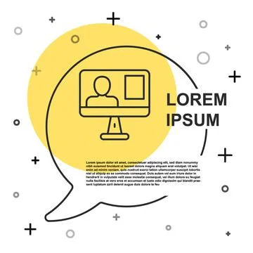 Black line Online class icon isolated on white background. Online education 스톡 일러스트
