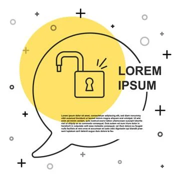 Black line Open padlock icon isolated on white background. Opened lock sign Stock Illustration