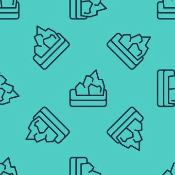 Black line Ore mining icon isolated seamless pattern on green background.  .. Stock Illustration