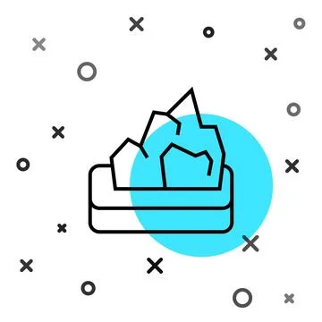 Black line Ore mining icon isolated on white background. Random dynamic sha.. Illustrazione stock