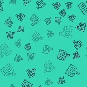 Black line Pack full of seeds of a specific plant icon isolated seamless pattern Stock Illustration