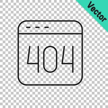 Black line Page with a 404 error icon isolated on transparent background イラスト素材