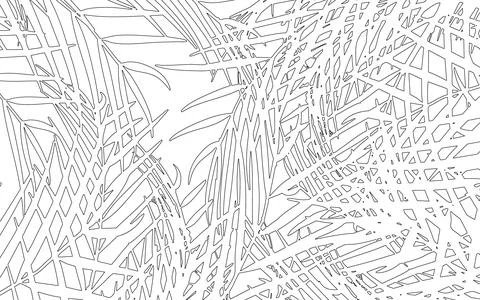 Black Line Palm Leaf Tropical Background Vector Ilustración de archivo