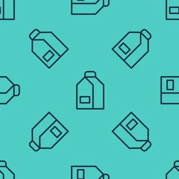 Black line Paper package for milk icon isolated seamless pattern on green 스톡 일러스트
