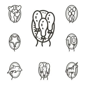 Black line party vector icons Illustrazione stock