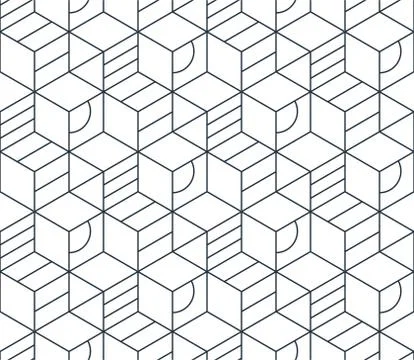 Black line pattern on white, seamless backdrop, minimalistic design Stockillustratie