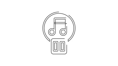 Black line Pause button icon isolated on white background. 4K Video motion Stock Footage 155546845