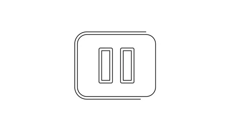 Black line Pause button icon isolated on white background. 4K Video motion Stock Footage 160294458