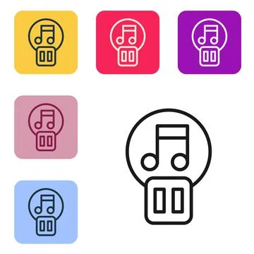 Black line Pause button icon isolated on white background. Set icons in color イラスト素材