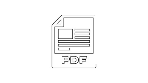 Black line PDF file document. Download pdf button icon isolated on white Video stock 160223268