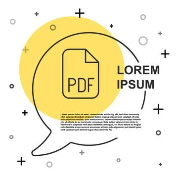 Black line PDF file document. Download pdf button icon isolated on white Stock Illustration