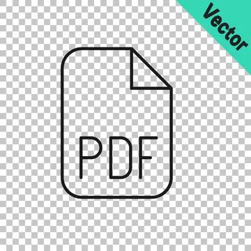 Black line PDF file document. Download pdf button icon isolated on transparen 스톡 일러스트