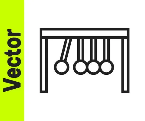 Black line Pendulum icon isolated on white background. Newtons cradle. Vector 스톡 일러스트