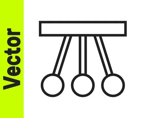 Black line Pendulum icon isolated on white background. Newtons cradle. Vector Stock Illustration