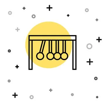 Black line Pendulum icon isolated on white background. Newtons cradle. Random Stock Illustration